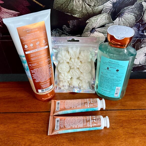 NEW 5-Pc AT THE BEACH Body Cream, Wax Melts, Body Wash, and 2 Hand Creams BBW - Picture 2 of 3